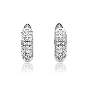 Brinco Argola Cravejada em Zircônia 25 pedras (Banho Prata 925)