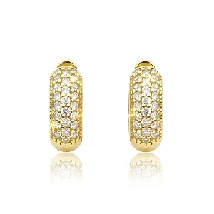 Brinco Argola Cravejada em Zircônia 25 pedras (Banho Ouro)