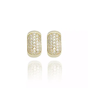 Brinco Argola 34 Pedras Cravejada em Zircônia (Banho Ouro 24k)