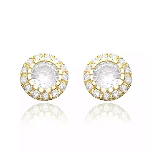 Par de Brinco Imperial 15 Pedras Banhado a Ouro 24k