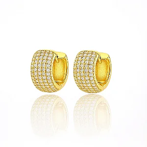 Par de Brinco Argola 55 Pedras Cravejado Banhado a Ouro 18k