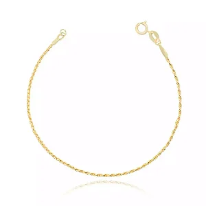 Pulseira Cordão Baiano 20cm 1,8mm (Fecho Tradicional) (TAG 18K) (Banho Ouro)