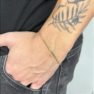 Pulseira Grumet 19cm 2,5mm (Fecho Gaveta) (Banho Ouro)