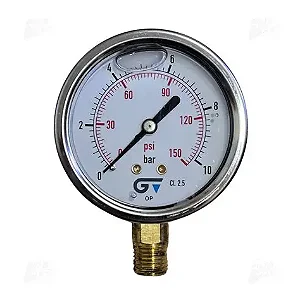 MANÔMETRO CAIXA INOX COM GLICERINA ROSCA BSP 1/4", 0–10 BAR – 3822010 GENEBRE