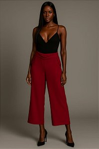 Calça Pantalona Plus Vinho G1 Elegante