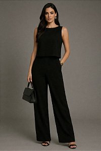 Conjunto Alfaiataria Feminino Calça e Blusa Preto M