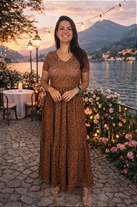 Vestido Priscila Longo Viscolycra Animal Print