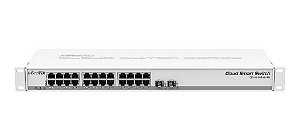 Switch 24 portas Gigabit + 2 SFP+ 10G Mikrotik Cloud Smart Switch CSS326-24G-2S+RM Montável em Rack