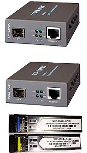 Kit Fibra Óptica PTP 2x Conversor TP-Link Mc220l + Par de módulos Gbic 10km Monomodo 1 Fo Lc Bidirecional