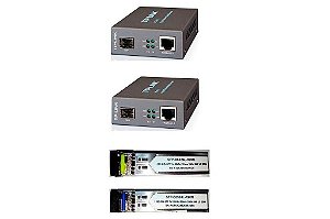 Kit Fibra Óptica PTP 20KM c/ 2 Conversores TP-Link Mc220l + Par de módulos Gbic 20km Monomodo 1 Fo Lc Bidirecional