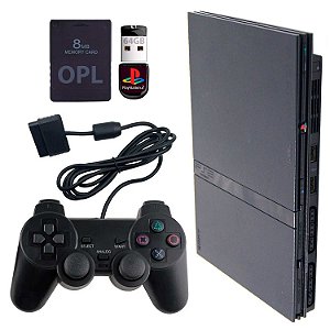 Console Playstation 2 Slim Serie 70000 Preto - (OPL 13 Jogos)