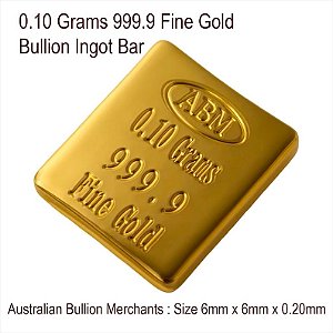 Barra de ouro maciço 24 quilates (999,9) com 0,10 gramas, certificada pela ABM Certifiers