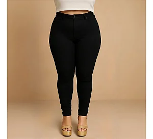 Calça Jeans Plus Size Cintura Alta Elastano Lycra Modeladora