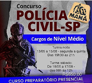 PC NÍVEL MÉDIO  - SÁBADO - DE 18/05 A 17/08 - DAS 08H às 12h