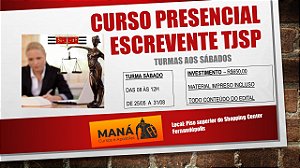 CURSO ESCREVENTE - PRESENCIAL - SÁBADO - 25/05 A 31/08