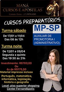 Curso Auxiliar de Promotoria - MP nível médio - noite
