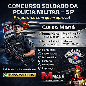 CURSO SOLDADO PM - SÁBADO - PRESENCIAL - 07/03 a 30/05