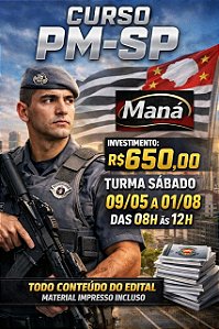 CURSO SOLDADO PM - SÁBADO - PRESENCIAL - 09/05 A 01/08