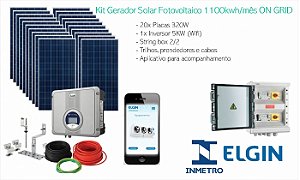 Kit Gerador Solar Fotovoltaico 1100kwh/mês ON GRID