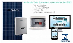Kit Gerador Solar Fotovoltaico 2200Kwh/mês ON GRID