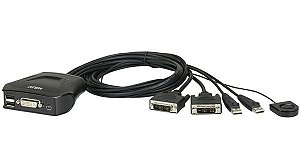 CS22D Switch USB DVI Cabo KVM de 2 portas com seletor de porta remota