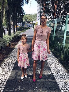 Saia Floral Midi com forro