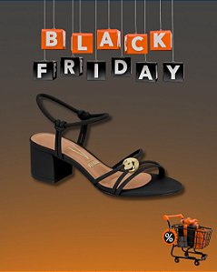 Sandália Vizzano Preta Com Detalhe Dourado