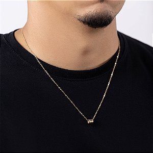 GARGANTILHA COM PINGENTE CILÍNDRO BANHADO A OURO 18K