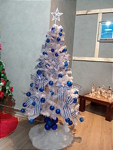 Árvore de Natal Decorativa Branca com Azul