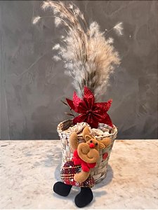 Cesto pequeno com boneco natalino