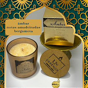 Vela Aromática ÂMBER (Âmbar/Notas amadeiradas/Bergamota) - Cera Vegetal Premium - 180g