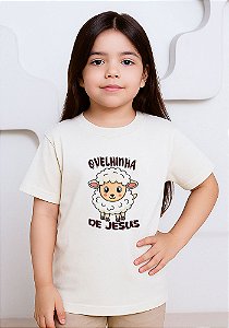 Camiseta Infantil Unissex- Ovelhinha de Cristo -Cor Marfim