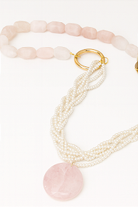 COLAR DE MESA QUARTZO ROSA