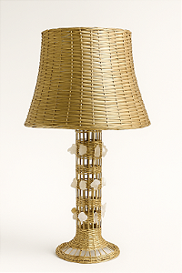 LUMINÁRIA EM PALHA NATURAL E CRISTAIS