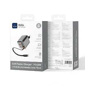 FONTE HELIX WiWu - 45W - USB-A/USB-C - BLACK -5445