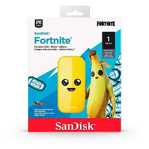 SSD Externo SanDisk Fortnite 1TB, USB 3.2 Gen 2 Portátil,800 MB/s, Amarelo
