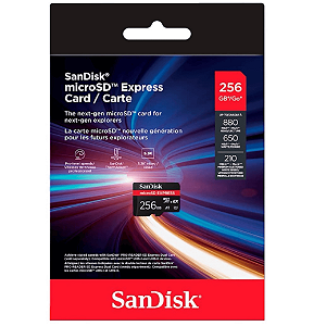 Cartão SanDisk microSD Express - 256 GB - A1 - 880MB/S