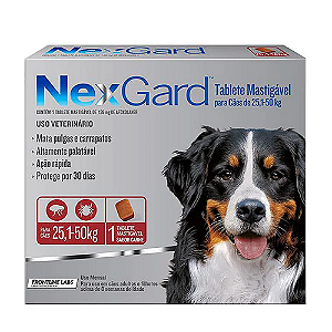 NexGard Antipulgas Carrapatos para Cães 25,1-50kg 1 tablete