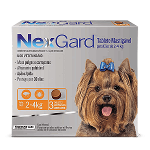 Nexgard Antipulgas Carrapatos Cachorros de 2-4kg 3 tabletes