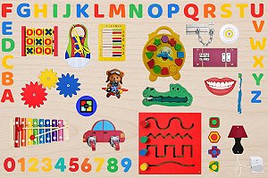 PAINEL DE ATIVIDADES SENSORIAIS MONTESSORI DUPLO 1,20x80