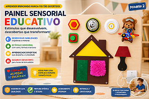 PAINEL DE ATIVIDADES SENSORIAIS MONTESSORI PORTÁTIL MODELO 2