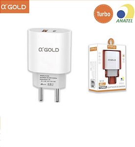 Fonte Carregador Turbo A'Gold USB + USB-C 40W 9.1A CA40-4 ANATEL