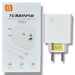 Carregador A'Gold USB-C P/Lightning 25W CA48-6 Anatel
