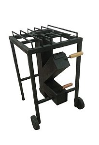Fogareiro a Lenha Portátil com Suporte e Rodinha 70cm