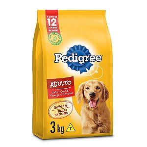 Pedigree Cães Adultos Raças Médias e Grandes Carne, Frango e Cereais 3 kg