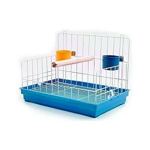 Poleiro de Madeira com Bandeja e 2 Comedouros para Calopsita, Papagaio e Maritaca Azul único