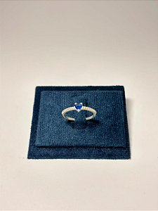 Anel coração cores lateral zircônia Azul