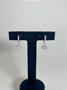 Argola Cravejada Zircônia Oval