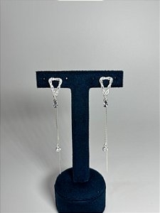 Brinco Triangular Cravejado Corrente Slim