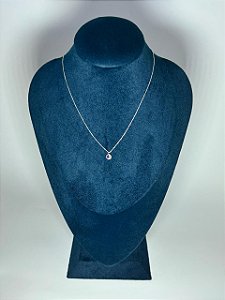 Colar Coração Zircônia Rosa